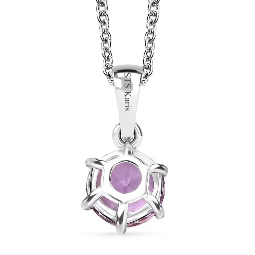 Rose De France Amethyst 1.90 ctw Pendant Silver Necklace Round Cut New